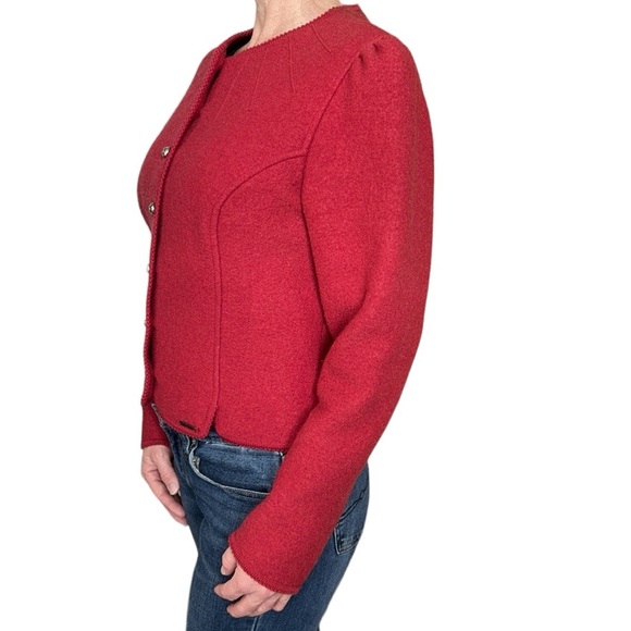 Vintage Geiger of Austria Tyrolean Wool Blazer Cardigan Red L - Picture 3 of 15